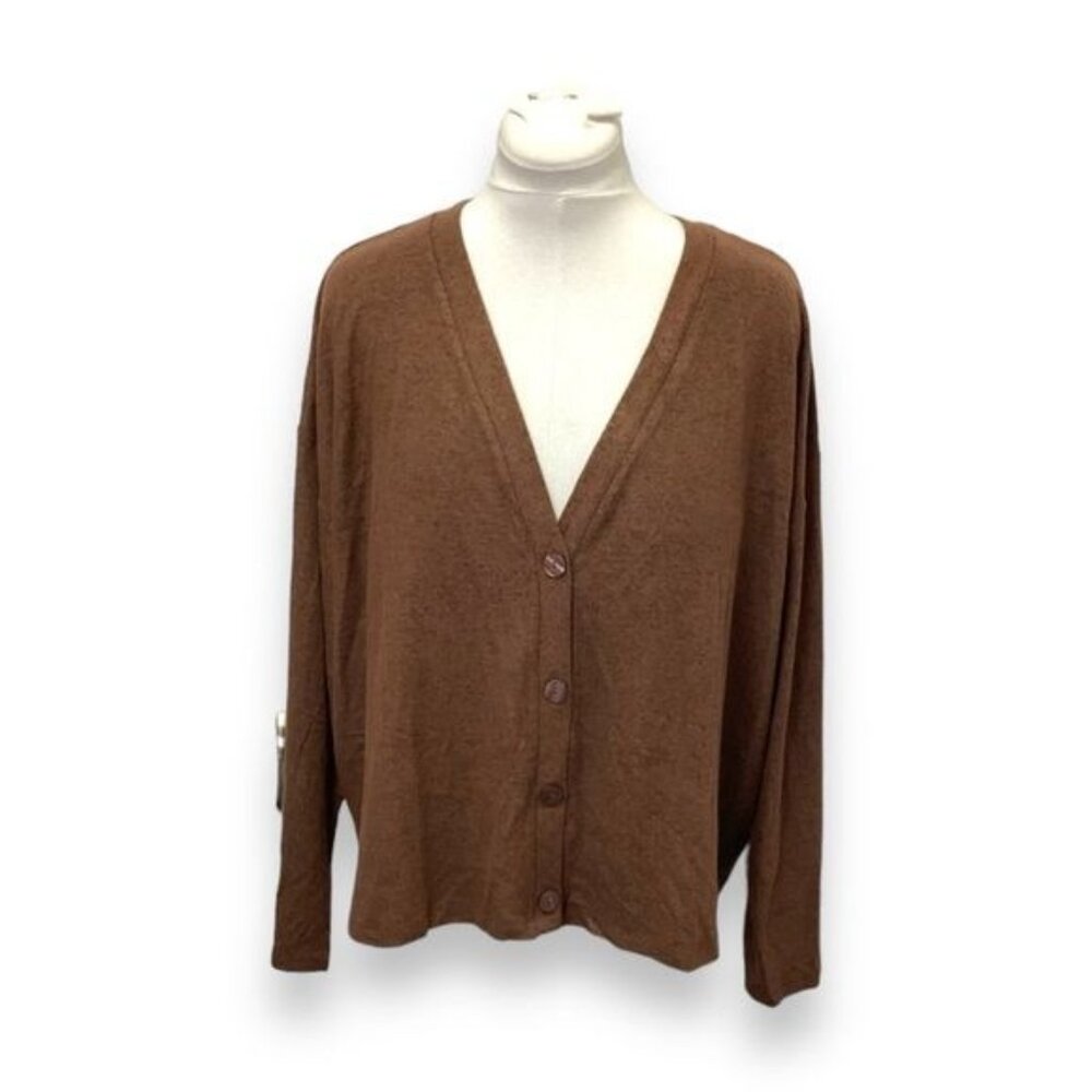 Lane Bryant Women’s Button Front Cardigan Sweater, Brown, size 22/24
